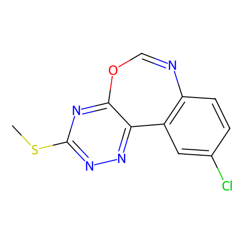 10-Chloro-3-(methylsulfanyl)[1,2,4]triazino[5,6-d][3,1]benzoxazepine structure