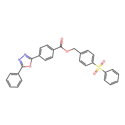 4-(Phenylsulfonyl)benzyl 4-(5-phenyl-1,3,4-oxadiazol-2-yl)benzoate structure