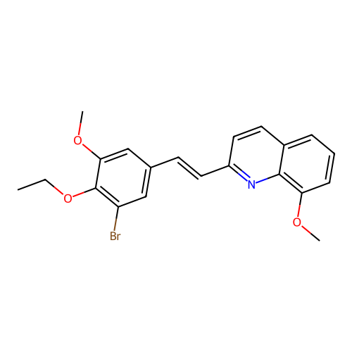 2-[(E)-2-(3-bromo-4-ethoxy-5-methoxyphenyl)ethenyl]-8-methoxyquinoline structure