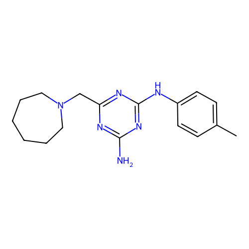 6-(1-azepanylmethyl)-N-(4-methylphenyl)-1,3,5-triazine-2,4-diamine structure