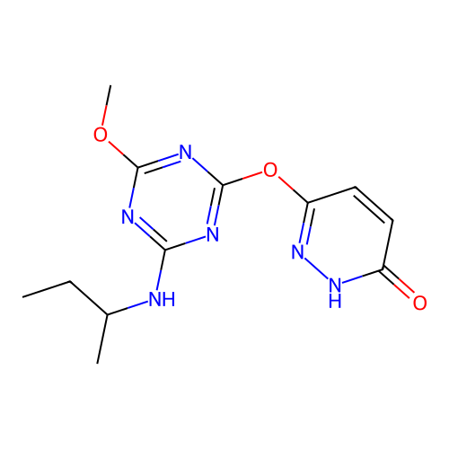 6-{[4-(butan-2-ylamino)-6-methoxy-1,3,5-triazin-2-yl]oxy}pyridazin-3(2H)-one structure