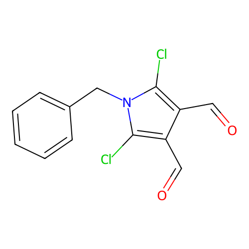 1-benzyl-2,5-dichloro-1H-pyrrole-3,4-dicarbaldehyde structure
