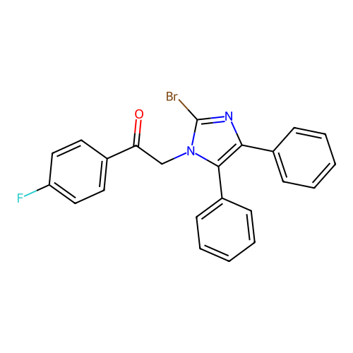 2-(2-bromo-4,5-diphenyl-1H-imidazol-1-yl)-1-(4-fluorophenyl)ethanone structure