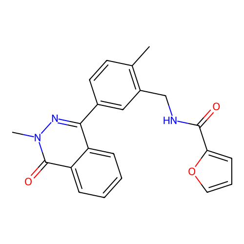 N-[[2-methyl-5-(3-methyl-4-oxophthalazin-1-yl)phenyl]methyl]furan-2-carboxamide structure