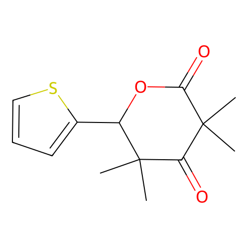 3,3,5,5-tetramethyl-6-(thiophen-2-yl)dihydro-2H-pyran-2,4(3H)-dione structure
