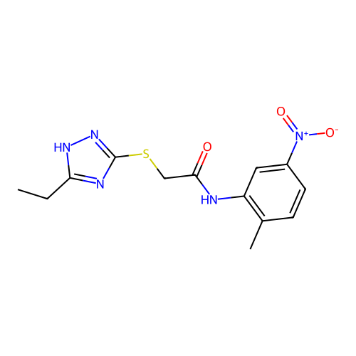 2-((5-ethyl-4H-1,2,4-triazol-3-yl)thio)-N-(2-methyl-5-nitrophenyl)acetamide structure