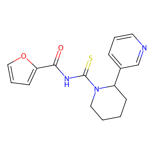 2-furyl-N-[(2-(3-pyridyl)piperidyl)thioxomethyl]carboxamide structure