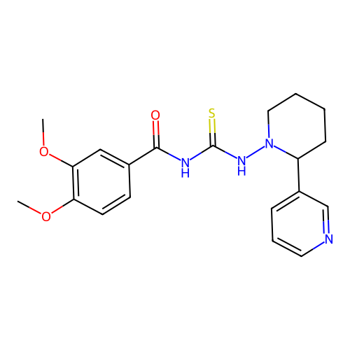 3,4-dimethoxy-N-((2-(pyridin-3-yl)piperidin-1-yl)carbamothioyl)benzamide structure
