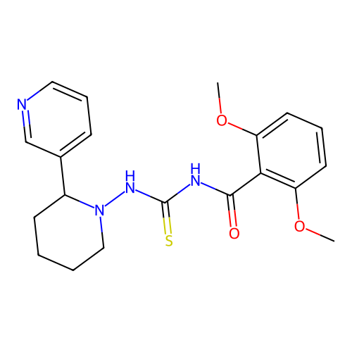 2,6-dimethoxy-N-((2-(pyridin-3-yl)piperidin-1-yl)carbamothioyl)benzamide structure