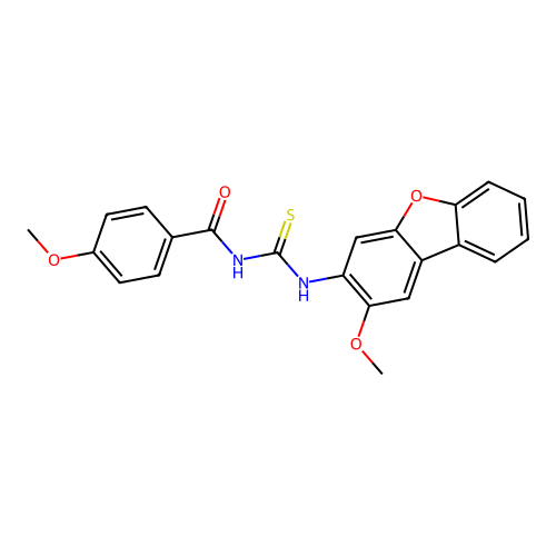 1-(4-Methoxy-benzoyl)-3-(2-methoxy-dibenzofuran-3-yl)-thiourea structure