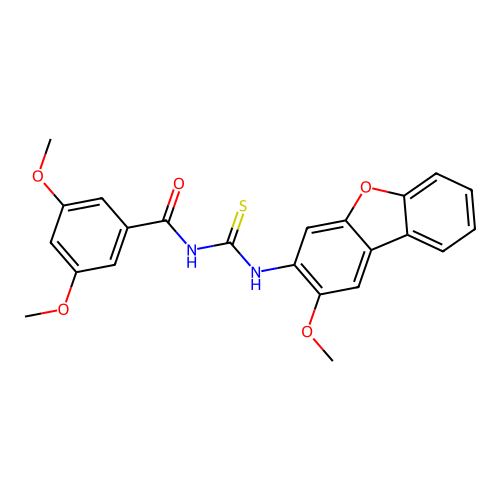 1-(3,5-Dimethoxy-benzoyl)-3-(2-methoxy-dibenzofuran-3-yl)-thiourea structure