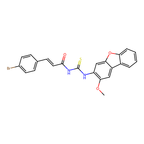N-[3-(4-Bromophenyl)acryloyl]-N'-(2-methoxydibenzo[B,D]furan-3-YL)thiourea structure