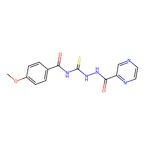 4-methoxy-N-[(pyrazine-2-carbonylamino)carbamothioyl]benzamide structure