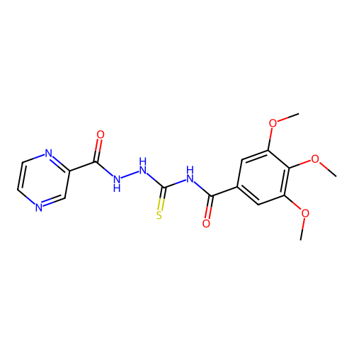 3,4,5-Trimethoxy-N-[N'-(pyrazine-2-carbonyl)-hydrazinocarbothioyl]-benzamide structure