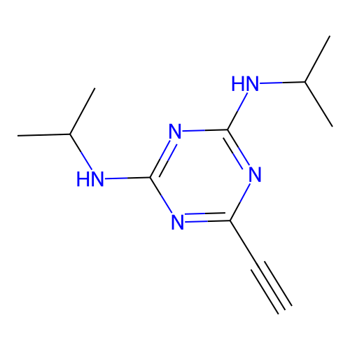 {4-Ethynyl-6-[(methylethyl)amino](1,3,5-triazin-2-yl)}(methylethyl)amine structure