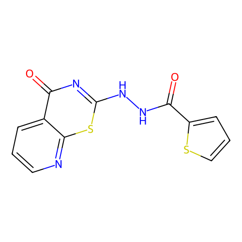 N'-(4-oxo-4H-pyrido[3,2-e][1,3]thiazin-2-yl)thiophene-2-carbohydrazide structure
