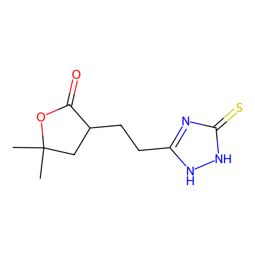 3-(2-(5-mercapto-4H-1,2,4-triazol-3-yl)ethyl)-5,5-dimethyldihydrofuran-2(3H)-one structure