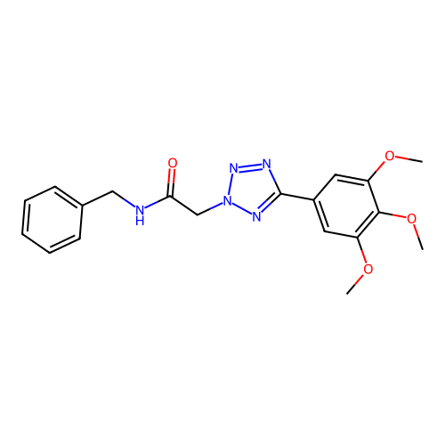 N-benzyl-2-[5-(3,4,5-trimethoxyphenyl)-2H-tetrazol-2-yl]acetamide structure
