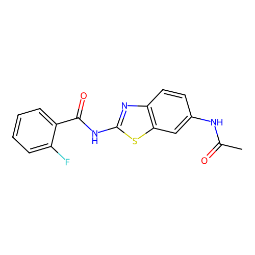 N-(6-acetamido-1,3-benzothiazol-2-yl)-2-fluorobenzamide structure