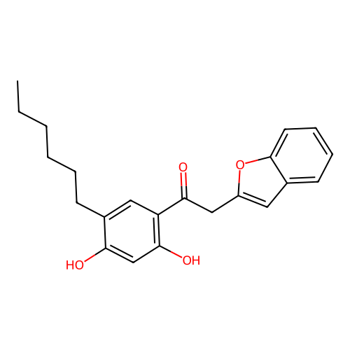 2-(1-Benzofuran-2-yl)-1-(5-hexyl-2,4-dihydroxyphenyl)ethanone structure