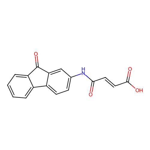 (E)-4-oxo-4-[(9-oxofluoren-2-yl)amino]but-2-enoic acid structure