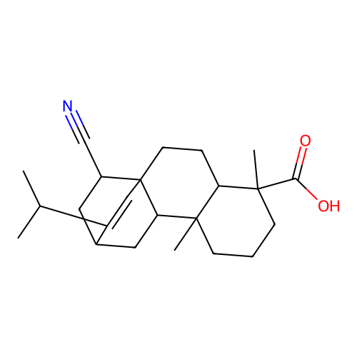 15-cyano-5,9-dimethyl-13-(propan-2-yl)tetracyclo[10.2.2.01,10.04,9]hexadec-13-ene-5-carboxylic acid(non-preferred name) structure