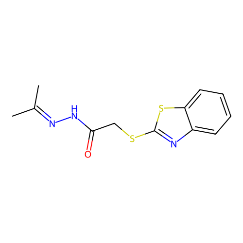 2-(1,3-benzothiazol-2-ylsulfanyl)-N'-(propan-2-ylidene)acetohydrazide structure