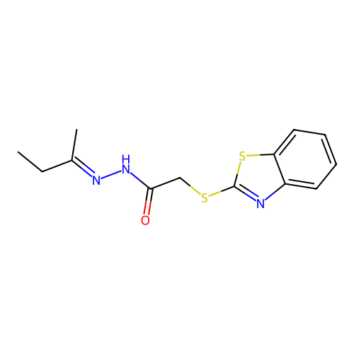 2-(1,3-benzothiazol-2-ylsulfanyl)-N'-[(2E)-butan-2-ylidene]acetohydrazide structure