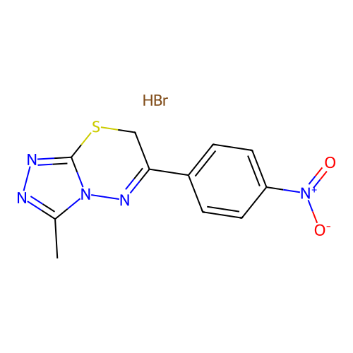 3-methyl-6-(4-nitrophenyl)-7H-[1,2,4]triazolo[3,4-b][1,3,4]thiadiazine hydrobromide structure