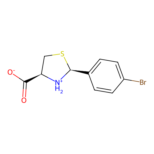 (2S,4S)-2-(4-bromophenyl)-1,3-thiazolidin-3-ium-4-carboxylate structure