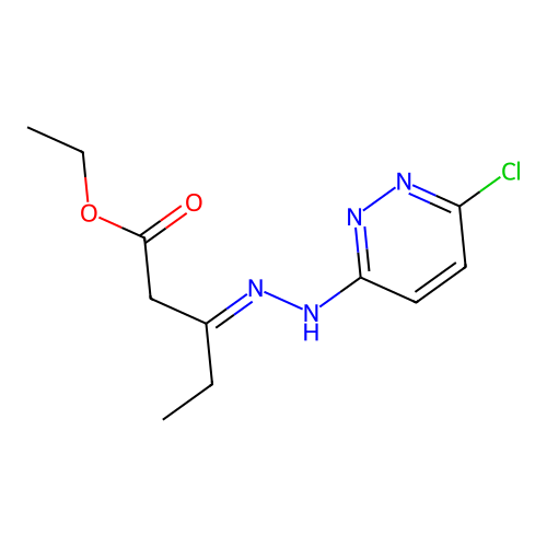 Valeric acid, 3-(2-(6-chloro-3-pyridazinyl)hydrazinylidene)-, ethyl ester structure