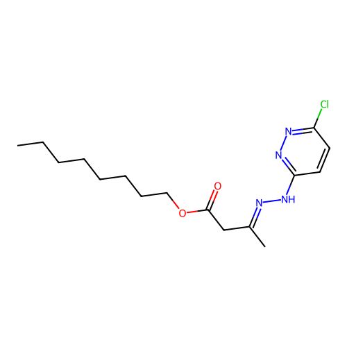 Butanoic acid, 3-((6-chloro-3-pyridazinyl)hydrazono)-, octyl ester structure