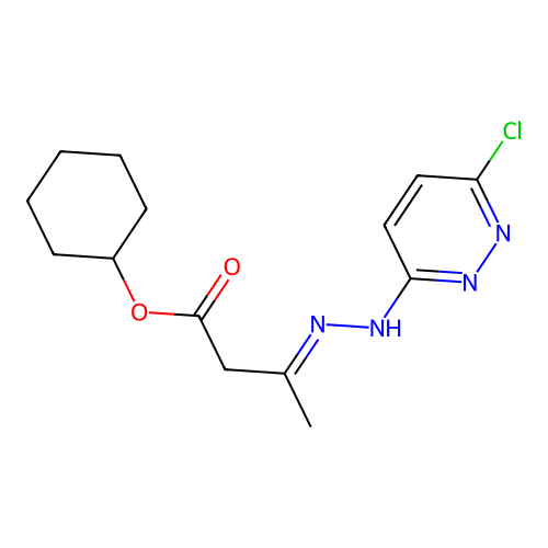 Butanoic acid, 3-((6-chloro-3-pyridazinyl)hydrazono)-, cyclohexyl ester structure