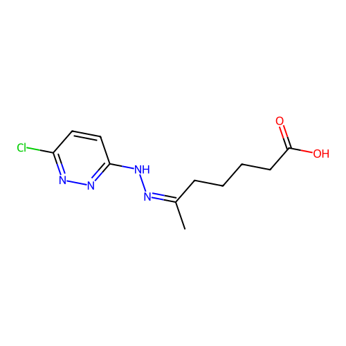 (6Z)-6-[(6-chloropyridazin-3-yl)hydrazinylidene]heptanoic acid structure