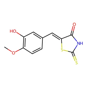 (5E)-5-(3-hydroxy-4-methoxybenzylidene)-2-mercapto-1,3-thiazol-4(5H)-one structure