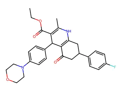 ethyl 7-(4-fluorophenyl)-2-methyl-4-[4-(morpholin-4-yl)phenyl]-5-oxo-1,4,5,6,7,8-hexahydroquinoline-3-carboxylate structure