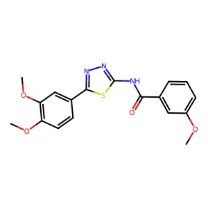 N-[5-(3,4-dimethoxyphenyl)-1,3,4-thiadiazol-2-yl]-3-methoxybenzamide structure
