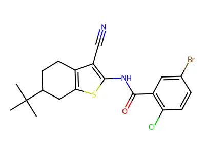 5-bromo-N-(6-tert-butyl-3-cyano-4,5,6,7-tetrahydro-1-benzothiophen-2-yl)-2-chlorobenzamide structure