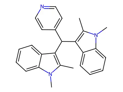 3-[(1,2-Dimethylindol-3-yl)-pyridin-4-ylmethyl]-1,2-dimethylindole structure