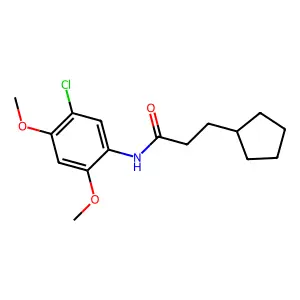 N-(5-chloro-2,4-dimethoxyphenyl)-3-cyclopentylpropanamide structure