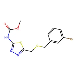 Methyl (5-(((3-bromobenzyl)thio)methyl)-1,3,4-thiadiazol-2-yl)carbamate structure