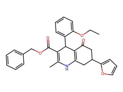 benzyl 4-(2-ethoxyphenyl)-7-(furan-2-yl)-2-methyl-5-oxo-1,4,5,6,7,8-hexahydroquinoline-3-carboxylate structure