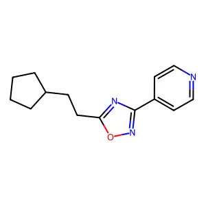 4-[5-(2-Cyclopentylethyl)-1,2,4-oxadiazol-3-yl]pyridine structure