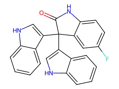 5-fluoro-3,3-bis(1H-indol-3-yl)-1H-indol-2-one structure