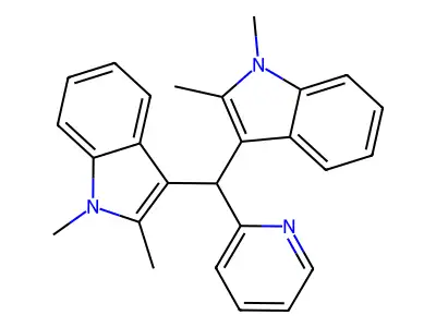 3-[(1,2-Dimethylindol-3-yl)-pyridin-2-ylmethyl]-1,2-dimethylindole structure