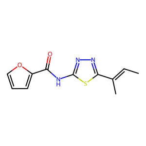 N-(5-(But-2-en-2-yl)-1,3,4-thiadiazol-2-yl)furan-2-carboxamide structure