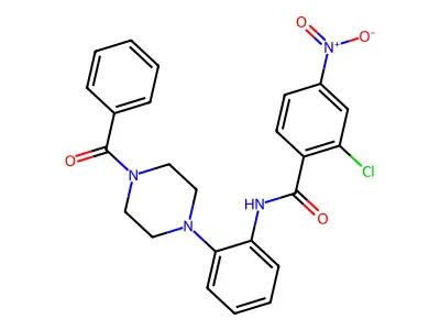 N-[2-(4-benzoylpiperazin-1-yl)phenyl]-2-chloro-4-nitrobenzamide structure