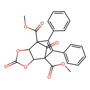 Dimethyl 2,8-dioxo-5,6-diphenyl-3a,7a-dihydro-2H-4,7-methano-1,3-benzodioxole-4,7-dicarboxylate structure