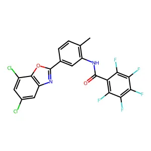 N-[5-(5,7-dichloro-1,3-benzoxazol-2-yl)-2-methylphenyl]-2,3,4,5,6-pentafluorobenzamide structure