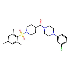 [4-(3-chlorophenyl)piperazin-1-yl]-[1-(2,4,6-trimethylphenyl)sulfonylpiperidin-4-yl]methanone structure